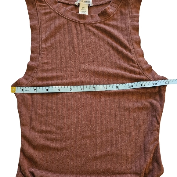 Bozzolo Women's Ribbed Sleevless Bodysuit,Burnt Orange, Small - Picture 8 of 12